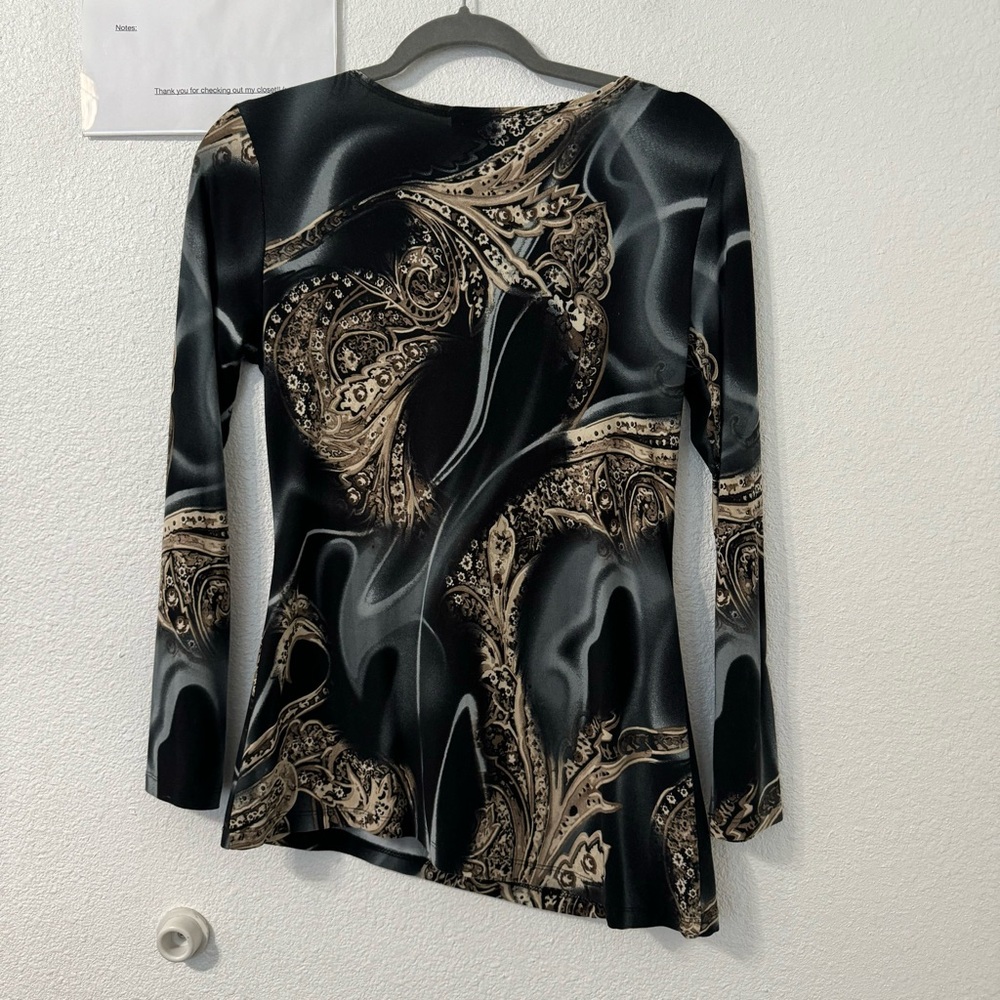 Vintage Suzie Y2K Fairy Grunge Paisley Long Sleeve Asymmetrical Top Size 8 - Picture 3 of 4